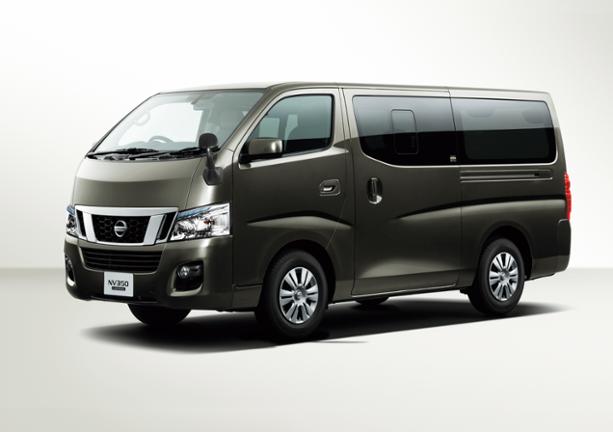 Dark gray Nissan passenger van side view