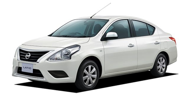 White Nissan Latio sedan front three-quarter